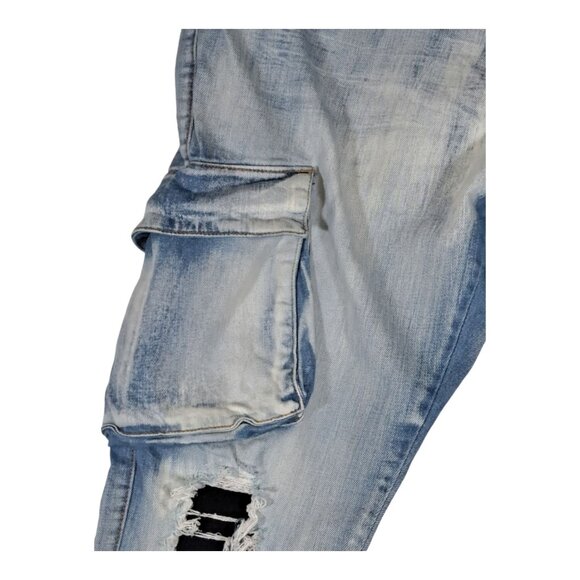 Y2K 90s Arketype Mens Denim Cargo Jeans Distressed  40x34 Rugged Streetwear Flaw - Picture 4 of 15